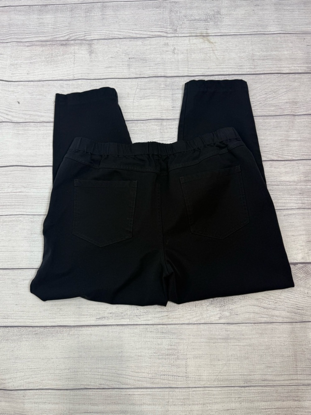 Isaac Mizrahi Live Black Pants Elastic Waist Stretch Ankle Size 14P Petite - Picture 8 of 11